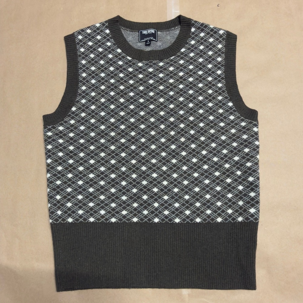 NWOT Todd Snyder Mens Loden Diamond Knit Crew Neck Sweater Vest Small
